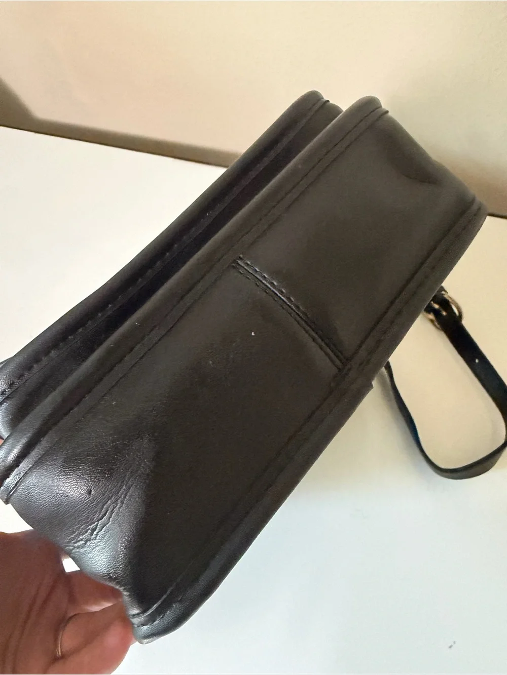 Vintage Coach Black Leather Pocket Bag - Made in the USA
